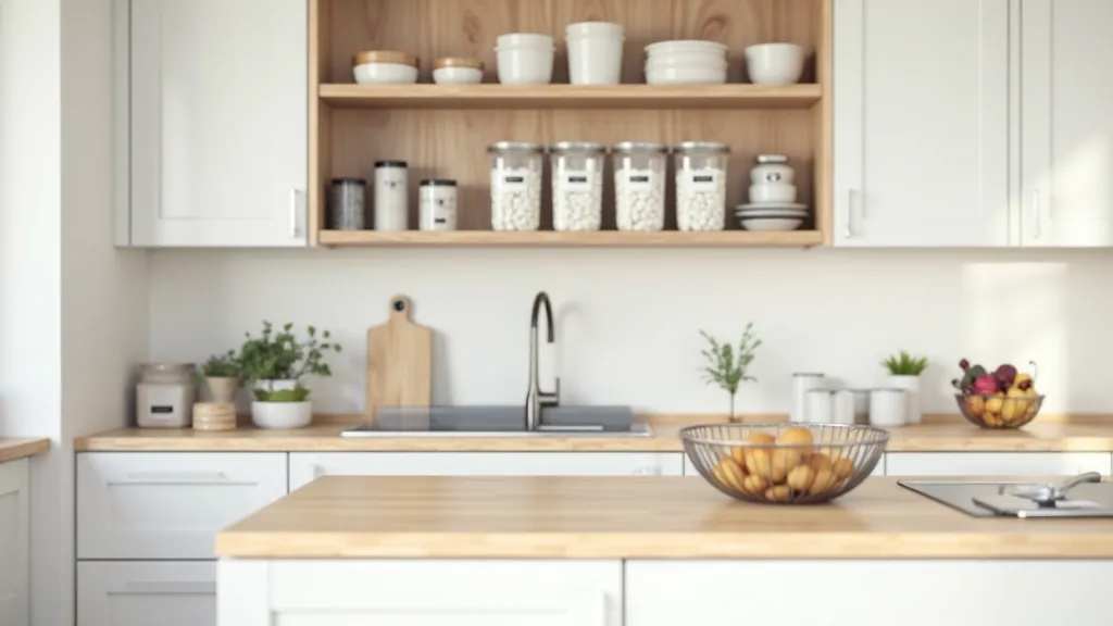 Organized kitchen storage with clear containers and labeled items